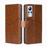 For Infinix Note 11 Geometric Stitching Flip Leather Phone Case(Light Brown)