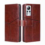 For Infinix Note 11 Geometric Stitching Flip Leather Phone Case(Dark Brown)