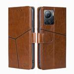 For Infinix Note 12 VIP Geometric Stitching Flip Leather Phone Case(Light Brown)