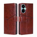 For Tecno Camon 19 / 19 Pro Geometric Stitching Flip Leather Phone Case(Dark Brown)