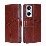 For Tecno Pop 6 Pro Geometric Stitching Flip Leather Phone Case(Dark Brown)