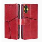 For Tecno Spark 9 Pro Geometric Stitching Flip Leather Phone Case(Red)