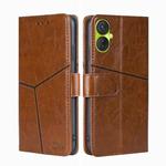 For Tecno Spark 9 Pro Geometric Stitching Flip Leather Phone Case(Light Brown)