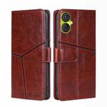 For Tecno Spark 9 Pro Geometric Stitching Flip Leather Phone Case(Dark Brown)