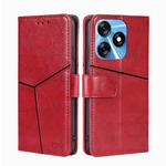 For Tecno Spark 10 4G Geometric Stitching Flip Leather Phone Case(Red)