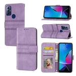 For Motorola Moto G Play 5G Embossed Stripes Skin Feel Leather Phone Case(Light Purple)