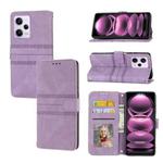 For Xiaomi Redmi Note 12 5G Global Embossed Stripes Skin Feel Leather Phone Case(Light Purple)