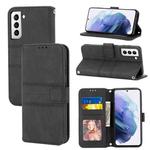 For Samsung Galaxy S23 5G Embossed Stripes Skin Feel Leather Phone Case(Black)