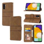 For Samsung Galaxy A14 5G Embossed Stripes Skin Feel Leather Phone Case(Brown)