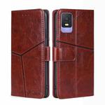 For TCL 403 Geometric Stitching Flip Leather Phone Case(Dark Brown)