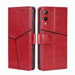 For Rakuten Hand 4G Geometric Stitching Flip Leather Phone Case(Red)