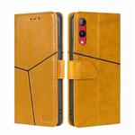 For Rakuten Hand 4G Geometric Stitching Flip Leather Phone Case(Yellow)