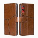 For Rakuten Hand 4G Geometric Stitching Flip Leather Phone Case(Light Brown)