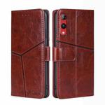 For Rakuten Hand 4G Geometric Stitching Flip Leather Phone Case(Dark Brown)