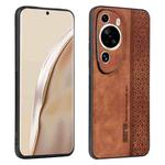 For Huawei P60 Art AZNS 3D Embossed Skin Feel Phone Case(Brown)