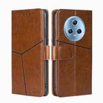 For Honor Magic5 Pro Geometric Stitching Flip Leather Phone Case(Light Brown)