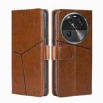 For OPPO Find X6 5G Geometric Stitching Flip Leather Phone Case(Light Brown)