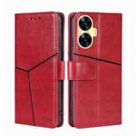 For Realme C55 4G Geometric Stitching Flip Leather Phone Case(Red)