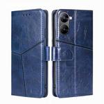 For Realme V30 5G / V30t Geometric Stitching Flip Leather Phone Case(Blue)