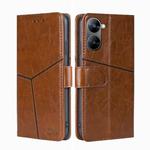 For Realme V30 5G / V30t Geometric Stitching Flip Leather Phone Case(Light Brown)