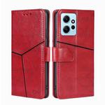 For Xiaomi Redmi Note 12 4G Global Geometric Stitching Flip Leather Phone Case(Red)