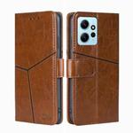 For Xiaomi Redmi Note 12 4G Global Geometric Stitching Flip Leather Phone Case(Light Brown)