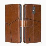 For ZTE Blade A32 Geometric Stitching Flip Leather Phone Case(Light Brown)