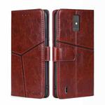 For ZTE Blade A32 Geometric Stitching Flip Leather Phone Case(Dark Brown)