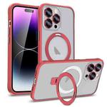 For iPhone 14 Metal Eyes Series MagSafe Magnetic Holder Phone Case(Red)