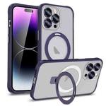 For iPhone 13 Metal Eyes Series MagSafe Magnetic Holder Phone Case(Dark Purple)