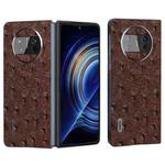 For Huawei Mate X3 Genuine Leather Ostrich Texture Phone Case(Coffee)