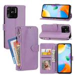 For Xiaomi Redmi 12C Oil Skin Zipper Wallet Leather Phone Case(Purple)