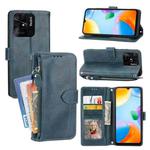 For Xiaomi Redmi 12C Oil Skin Zipper Wallet Leather Phone Case(Blue)