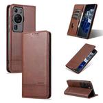 For Huawei P60 / P60 Pro AZNS Magnetic Calf Texture Flip Leather Phone Case(Dark Brown)