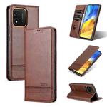For Honor X5 AZNS Magnetic Calf Texture Flip Leather Phone Case(Dark Brown)
