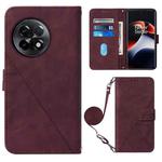 For OnePlus Ace 2 5G / 11R 5G Crossbody 3D Embossed Flip Leather Phone Case(Wine Red)