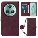 For Honor Magic5 Pro Crossbody 3D Embossed Flip Leather Phone Case(Wine Red)