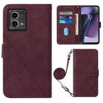 For Motorola Moto G Stylus 5G 2023 Crossbody 3D Embossed Flip Leather Phone Case(Wine Red)