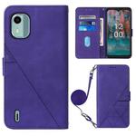 For Nokia C12 Crossbody 3D Embossed Flip Leather Phone Case(Purple)