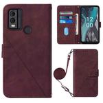For Nokia C22 Crossbody 3D Embossed Flip Leather Phone Case(Wine Red)