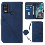 For Nokia C22 Crossbody 3D Embossed Flip Leather Phone Case(Blue)