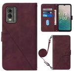 For Nokia C32 TA-1534 Crossbody 3D Embossed Flip Leather Phone Case(Wine Red)