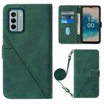 For Nokia G22 Crossbody 3D Embossed Flip Leather Phone Case(Dark Green)