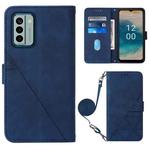 For Nokia G22 Crossbody 3D Embossed Flip Leather Phone Case(Blue)