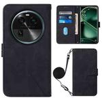 For OPPO Find X6 Crossbody 3D Embossed Flip Leather Phone Case(Black)