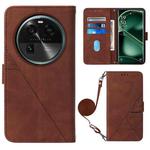 For OPPO Find X6 Crossbody 3D Embossed Flip Leather Phone Case(Brown)