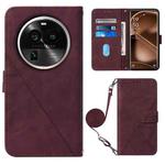 For OPPO Find X6 Pro Crossbody 3D Embossed Flip Leather Phone Case(Wine Red)