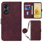 For OPPO Reno8 T 5G / A1 Pro 5G Global Crossbody 3D Embossed Flip Leather Phone Case(Wine Red)