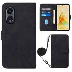 For OPPO Reno8 T 5G / A1 Pro 5G Global Crossbody 3D Embossed Flip Leather Phone Case(Black)