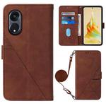 For OPPO Reno8 T 5G / A1 Pro 5G Global Crossbody 3D Embossed Flip Leather Phone Case(Brown)